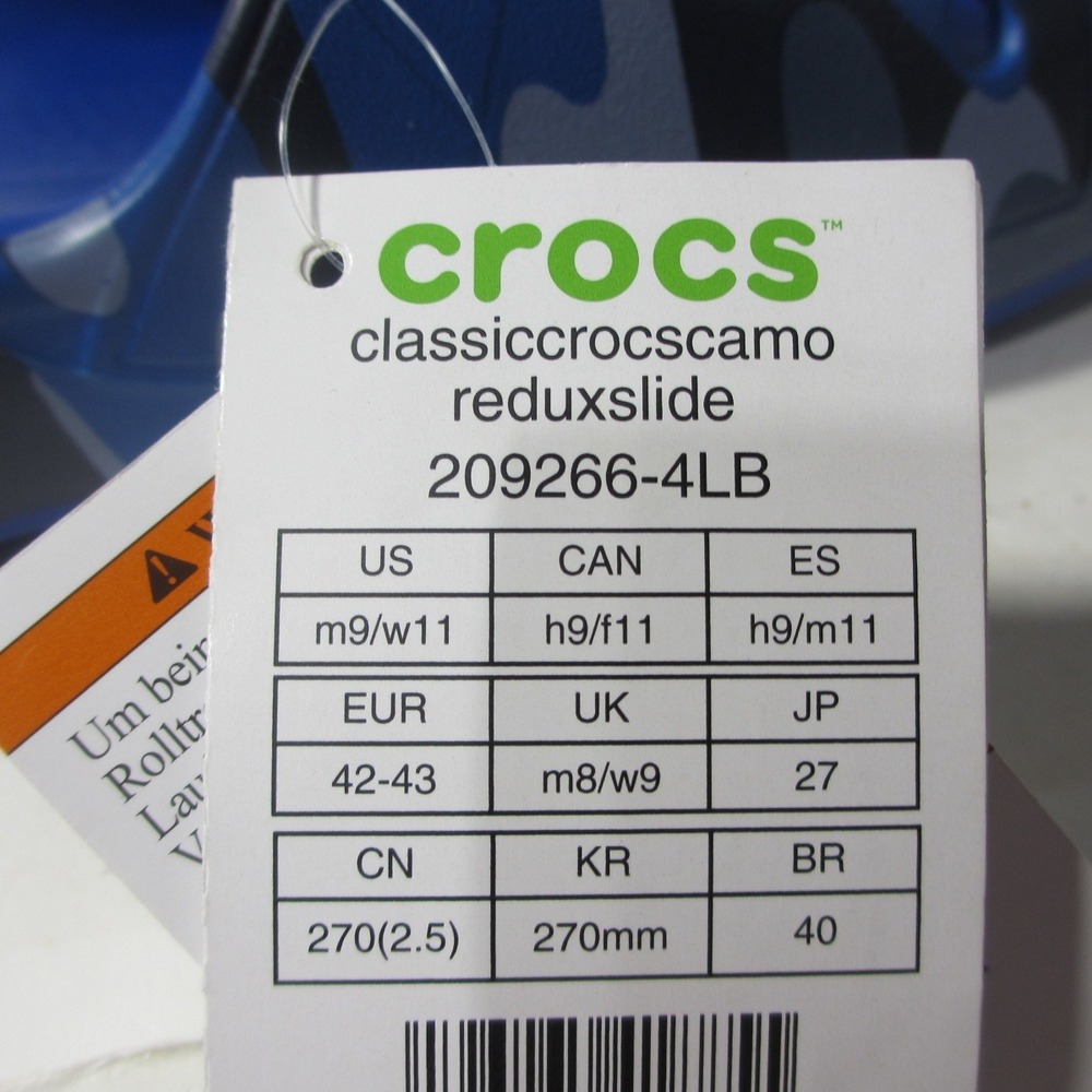 Crocs Slides Mens 9 Blue Camo New Camouflage Comfort Sandals Flip Flop Casual - Picture 9 of 10